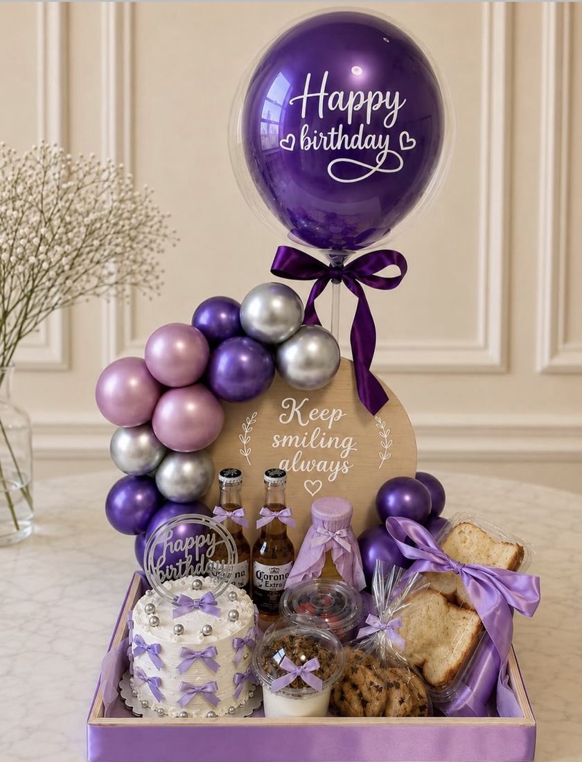 Purple birthday surprise tray